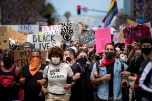 BLM marchers on University Avenue in San Diego 2020
